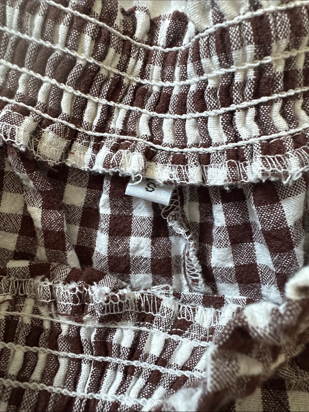 Brown & White Gingham Mid-Rise Ruffle Shorts - Picture 2 of 3